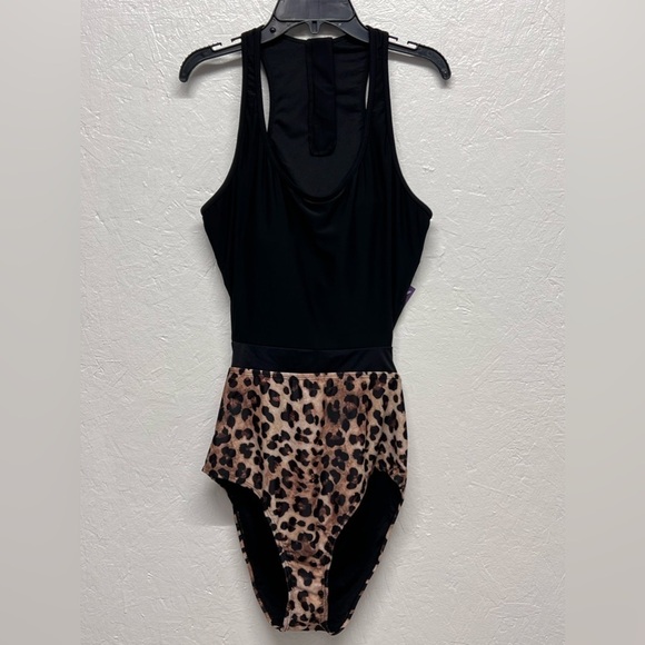 LEOPARD Print High Waisted Cutout Racerback Zip Up Swimwear - L - Picture 7 of 13